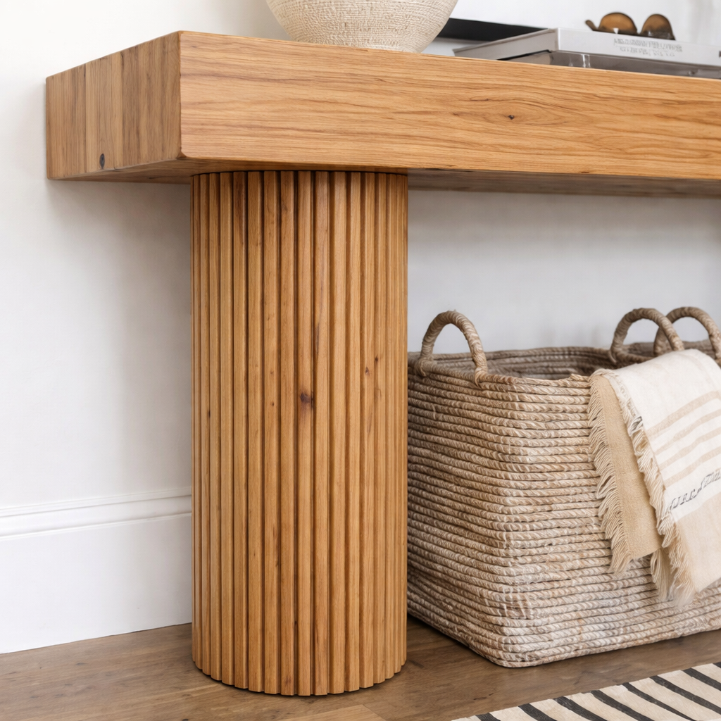ShanaWood Fluted Round Pillar Console Table - view 4