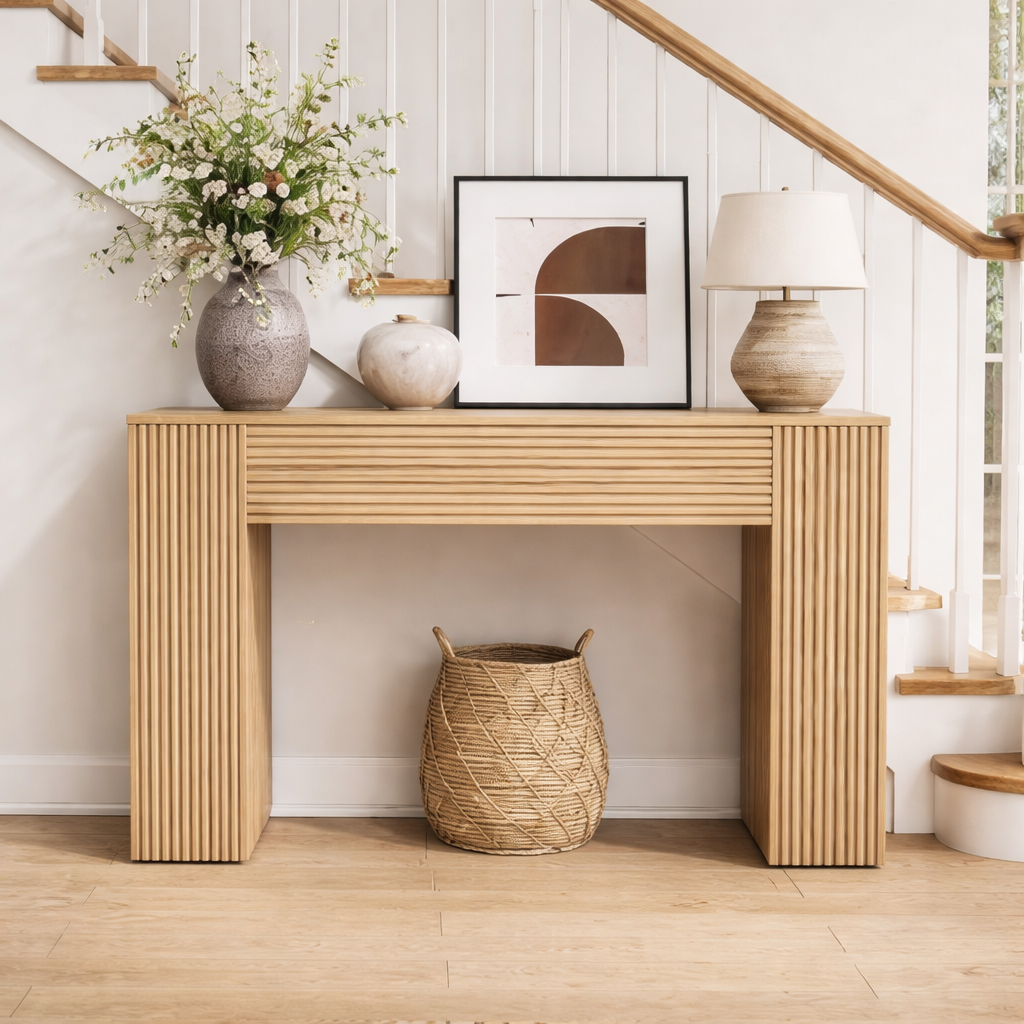 ShanaWood Full-Body Fluted Console Table - view 1