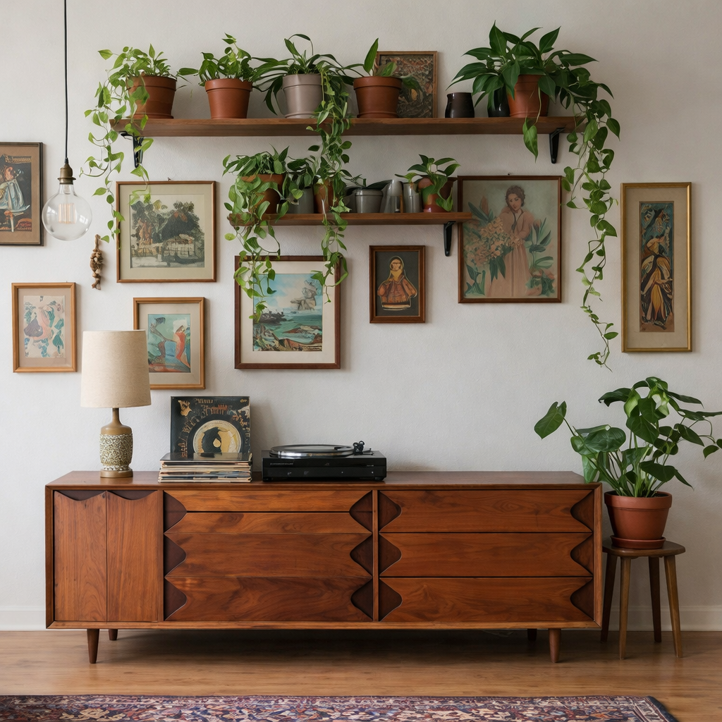 ShanaWood Mid-Century Sideboard with Geometric Drawer Fronts - view 1