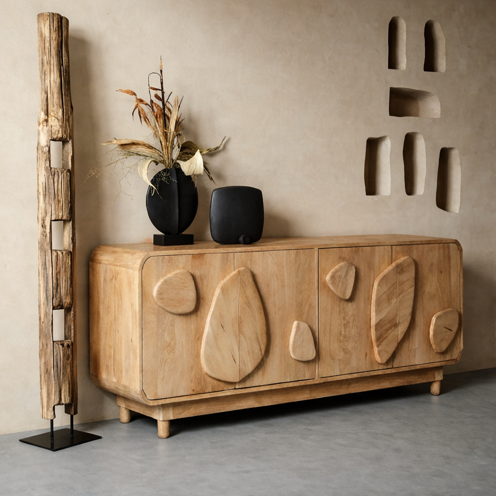 ShanaWood Organic Relief Sideboard with 4 Cabinet Doors - view 2