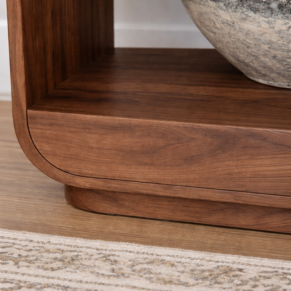 ShanaWood Rounded Corner Console Table with Bottom Shelf - view 4
