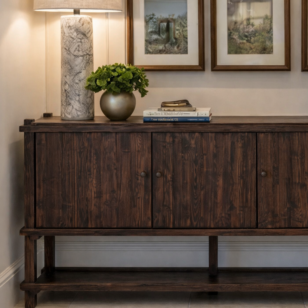 ShanaWood Rustic 3-Door Sideboard with Raised Frame Base - view 3