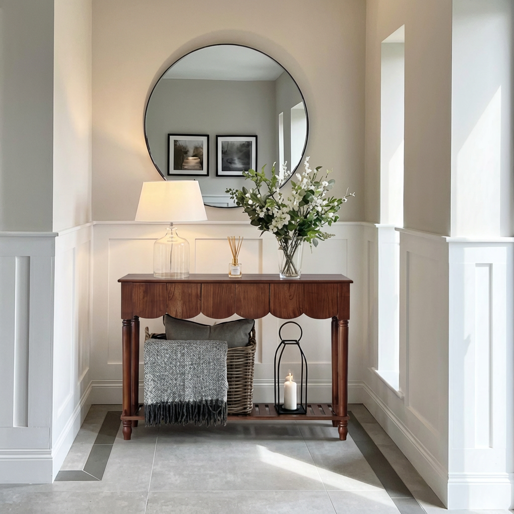 ShanaWood Scalloped Apron Console Table with Turned Legs - view 1