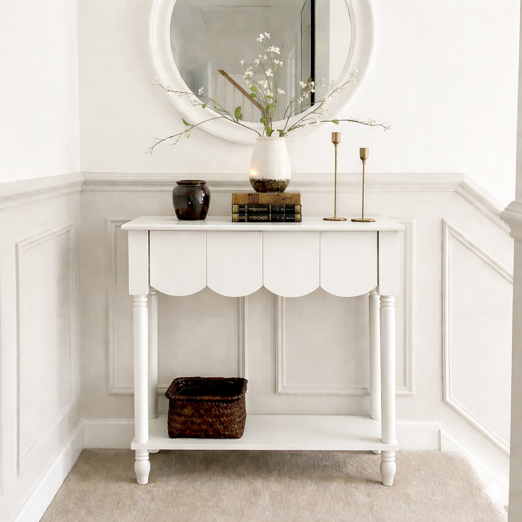 ShanaWood Scalloped Apron Console Table with Turned Legs - view 10