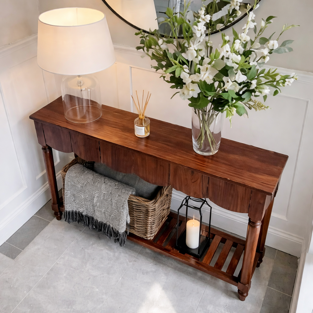 ShanaWood Scalloped Apron Console Table with Turned Legs - view 4