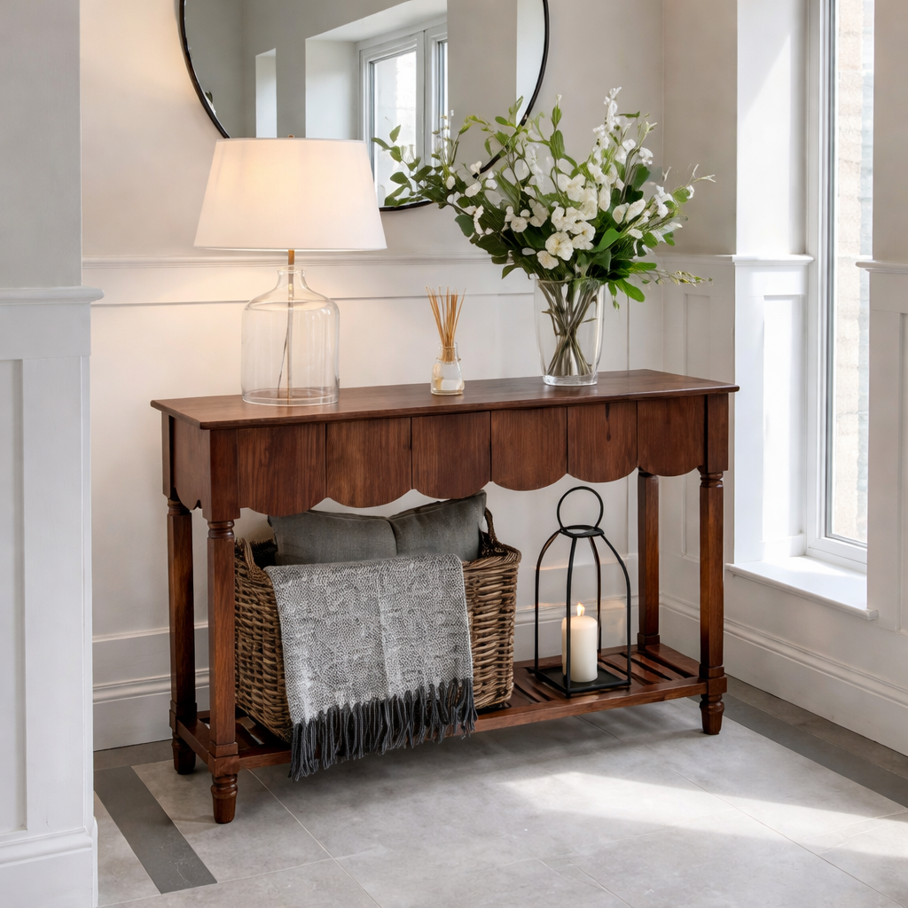 ShanaWood Scalloped Apron Console Table with Turned Legs - view 5