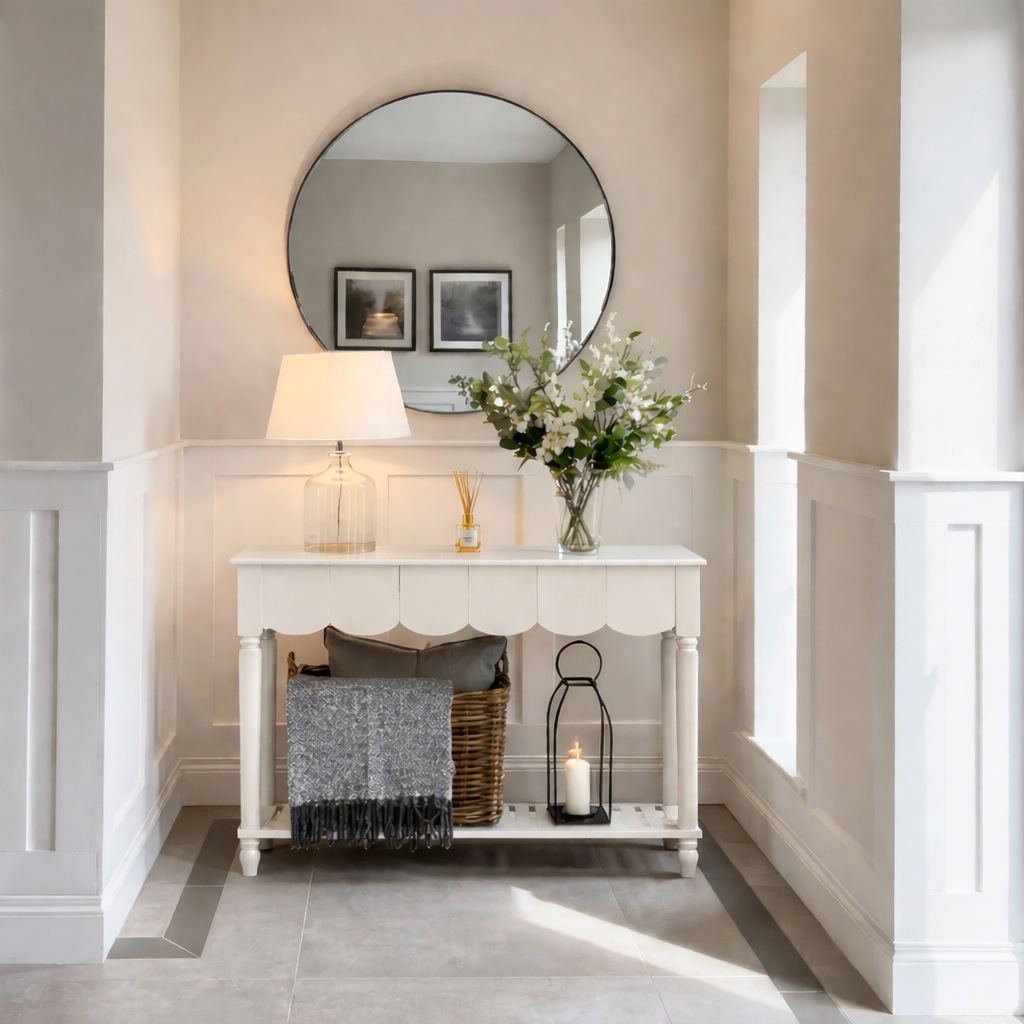ShanaWood Scalloped Apron Console Table with Turned Legs - view 7