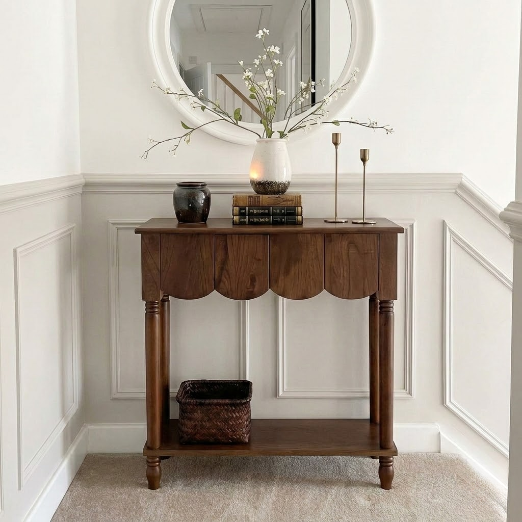 ShanaWood Scalloped Apron Console Table with Turned Legs - view 8