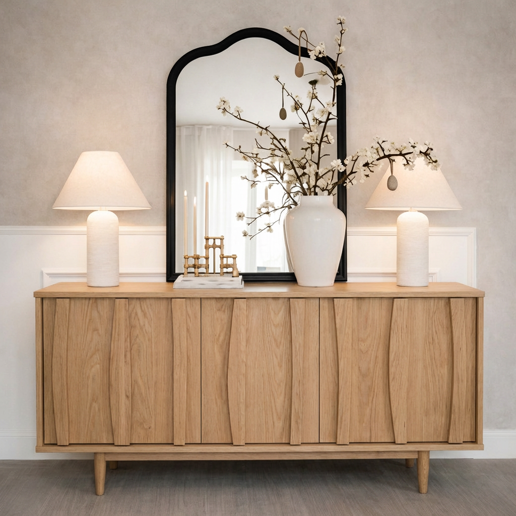 ShanaWood Sculpted Wave Door Sideboard - view 7