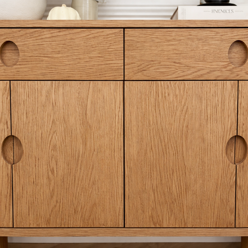 ShanaWood Sideboard Cabinet with Ring Pulls, 2 Drawers and 4-Door Storage - view 4