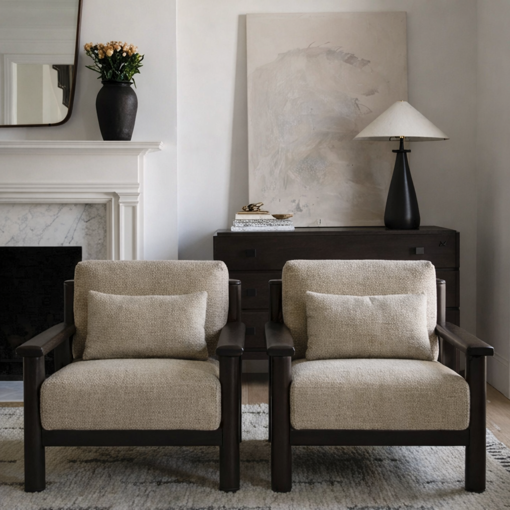 ShanaWood Square Wood Frame Accent Chair with Loose Cushions - view 4