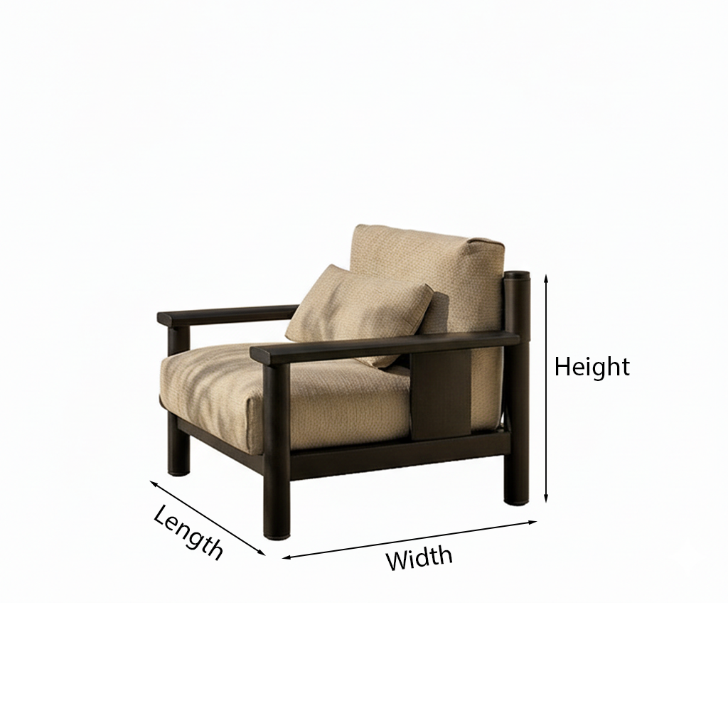 ShanaWood Square Wood Frame Accent Chair with Loose Cushions - dimensions