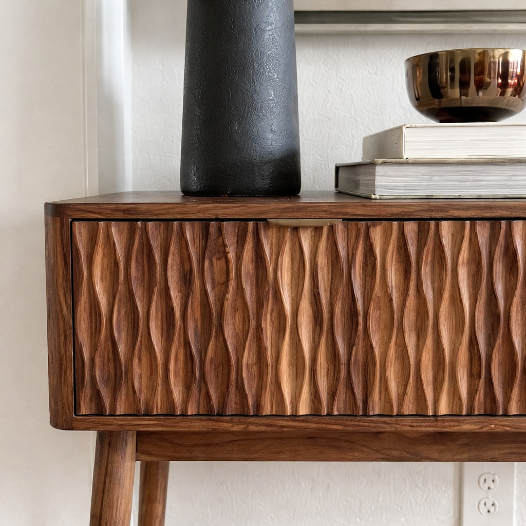 ShanaWood Textured-Front Console Table with Open Shelf - view 2