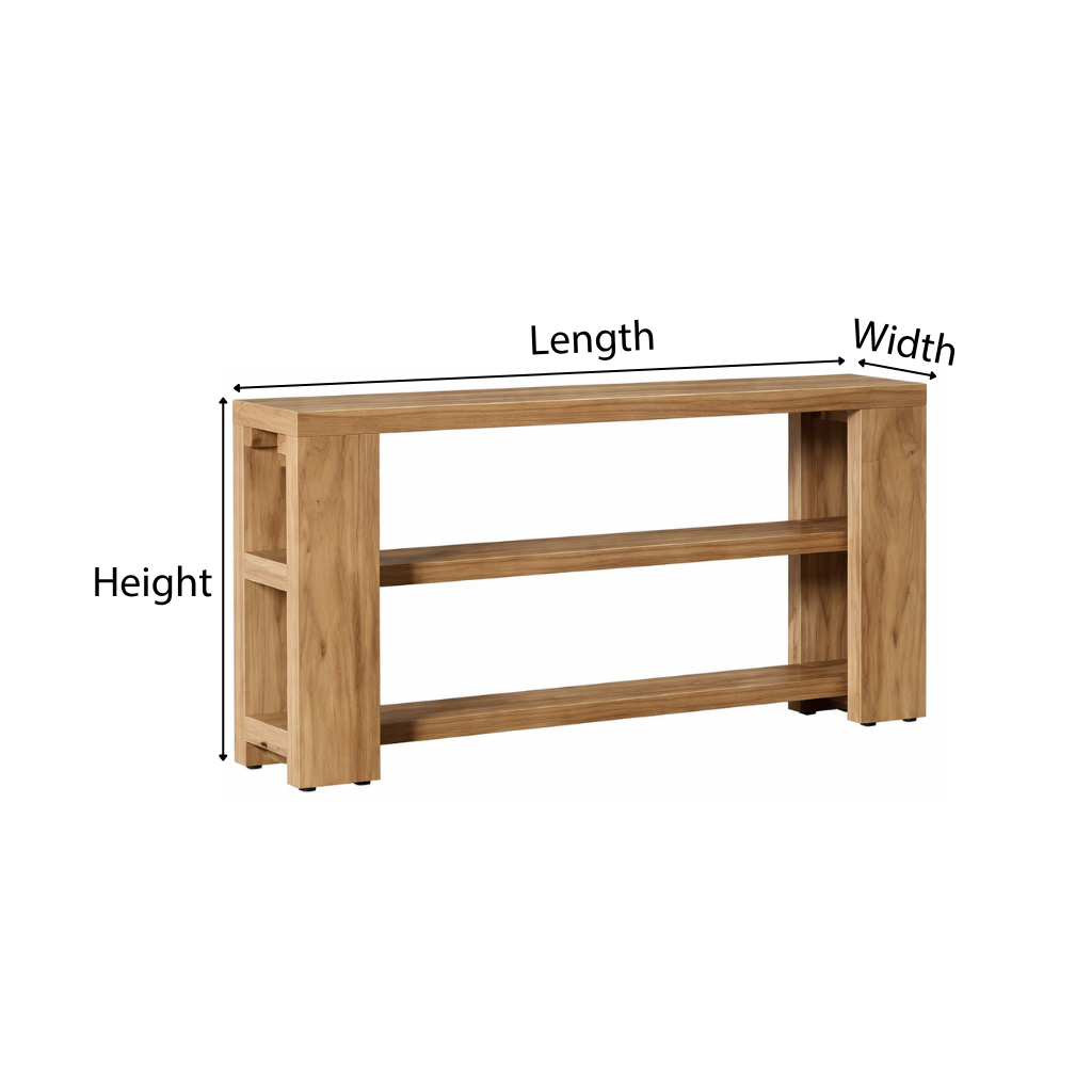 ShanaWood Thick-Frame Console Table with Open Shelves - dimensions