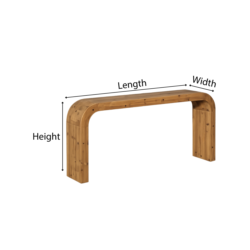 ShanaWood Waterfall Arch Console Table - dimensions