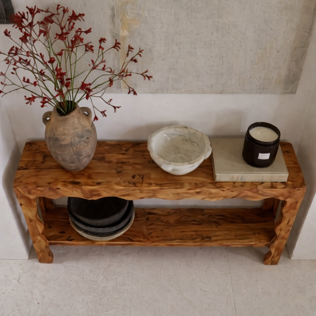 ShanaWood Wavy Apron Console Table with Bottom Shelf - view 4